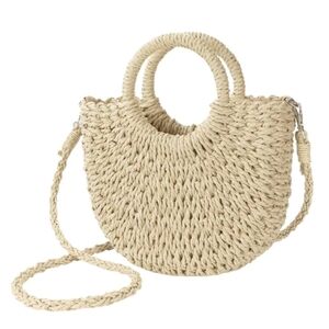 Rattan Straw Crossbody Handbag